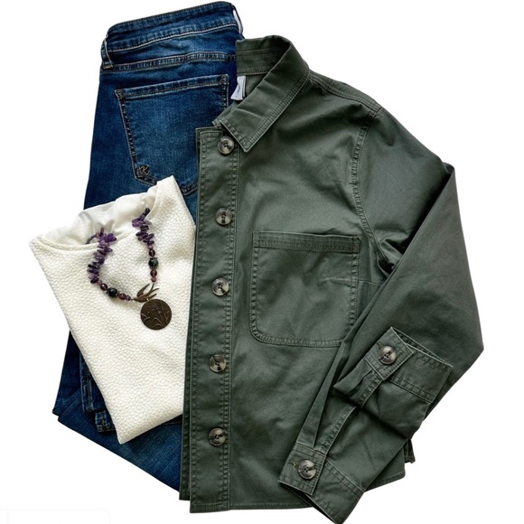 Cabi Cargo Jacket, Olive Green Cargo Button Front Jacket, Size Medium - Picture 11 of 11